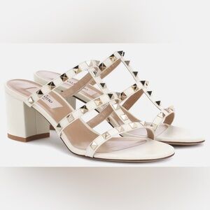 BNIB Valentino White Rockstud Block Heels 39.5